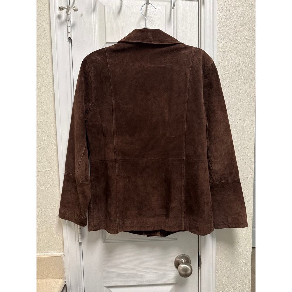Vintage 90s Chocolate Brown Classic Suede Jacket Size Medium - Picture 3 of 6